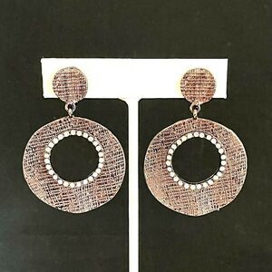 Vintage 1980s Catherine Stein Earrings Clear Crystal Accents Clip On 6H